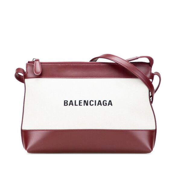 Balenciaga Logo Canvas Leather Shoulder Bag - Picture 1 of 9